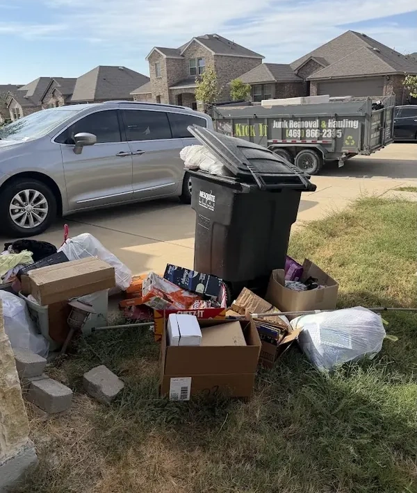 Curbside junk pickup before removal in Forney