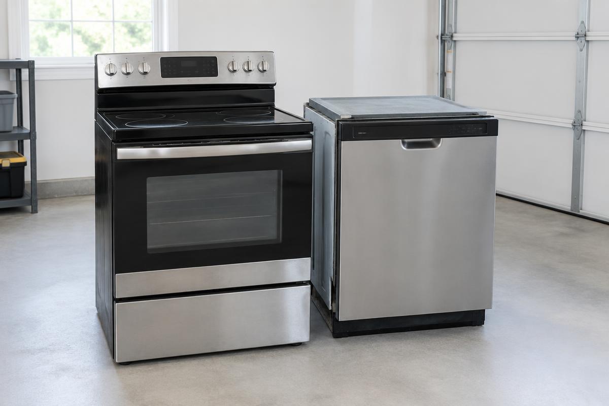 Stove, oven, and dishwasher ready for appliance removal