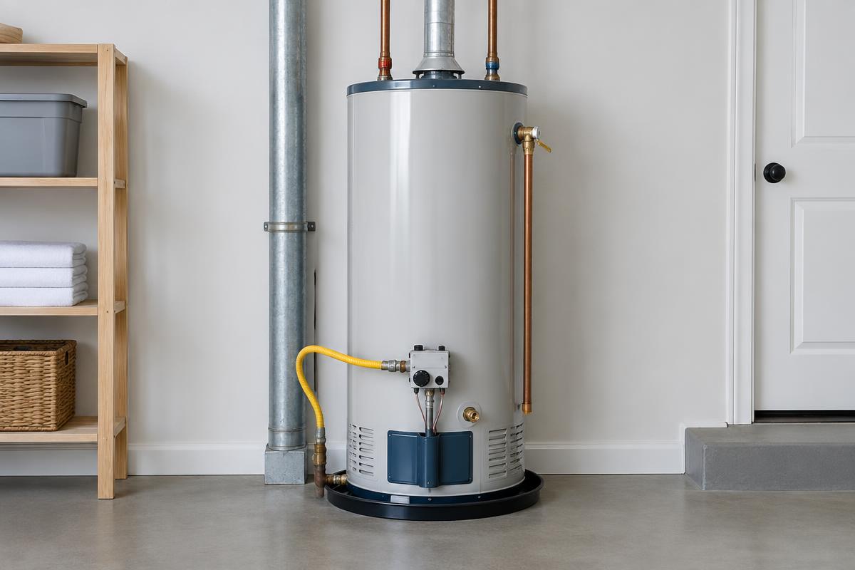 Residential tank water heater ready for removal