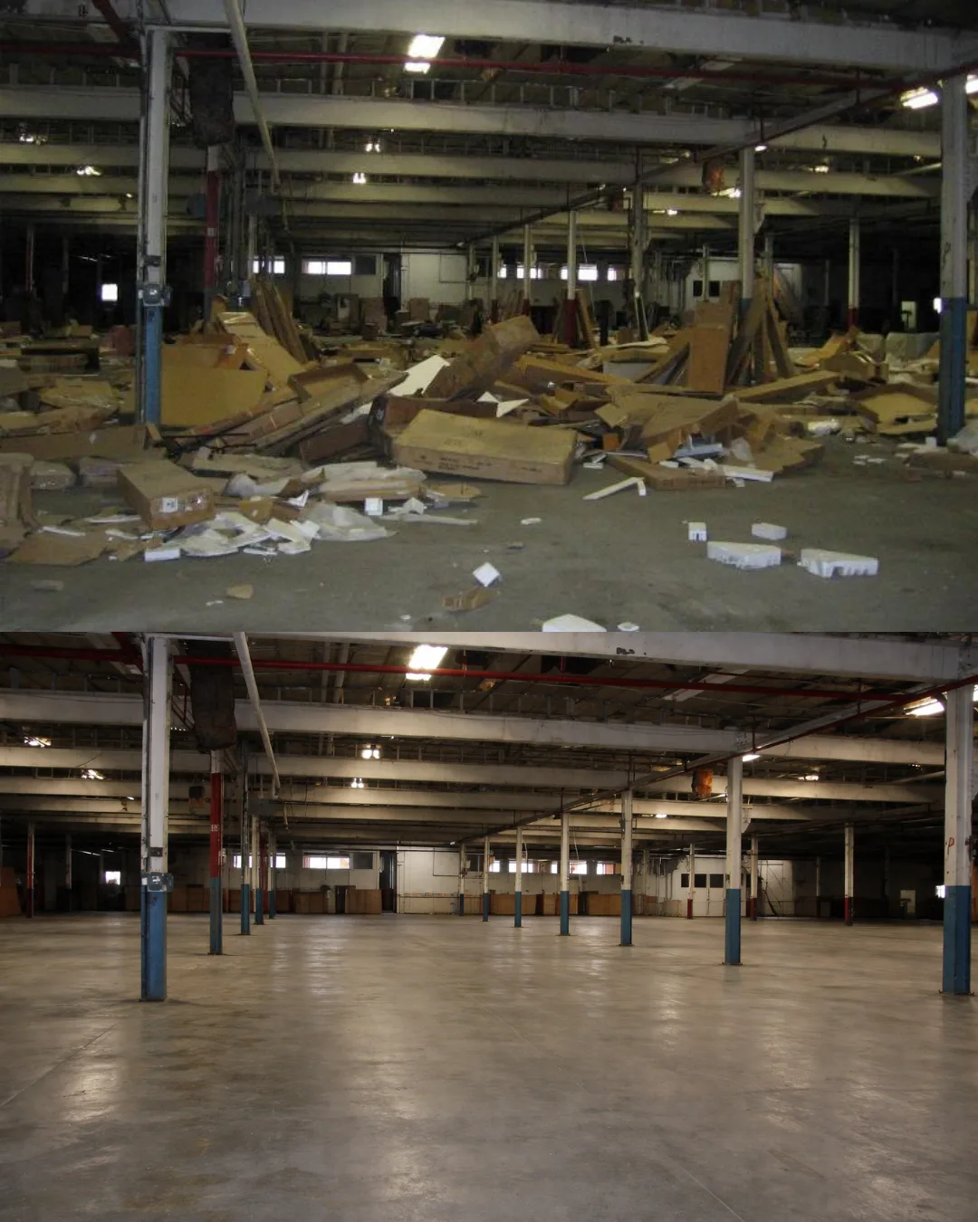 Warehouse pallets and shelving cleared by Kick It