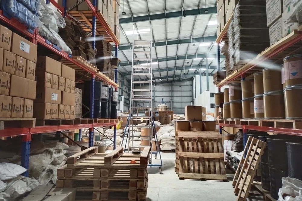Warehouse debris and equipment loaded for removal