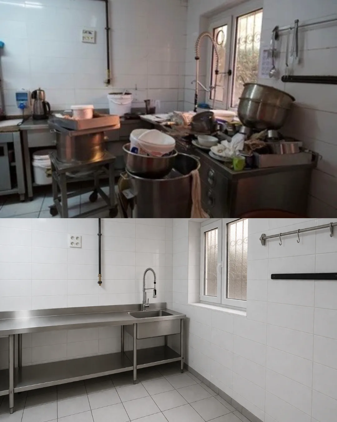 Commercial kitchen equipment removed during a restaurant cleanout