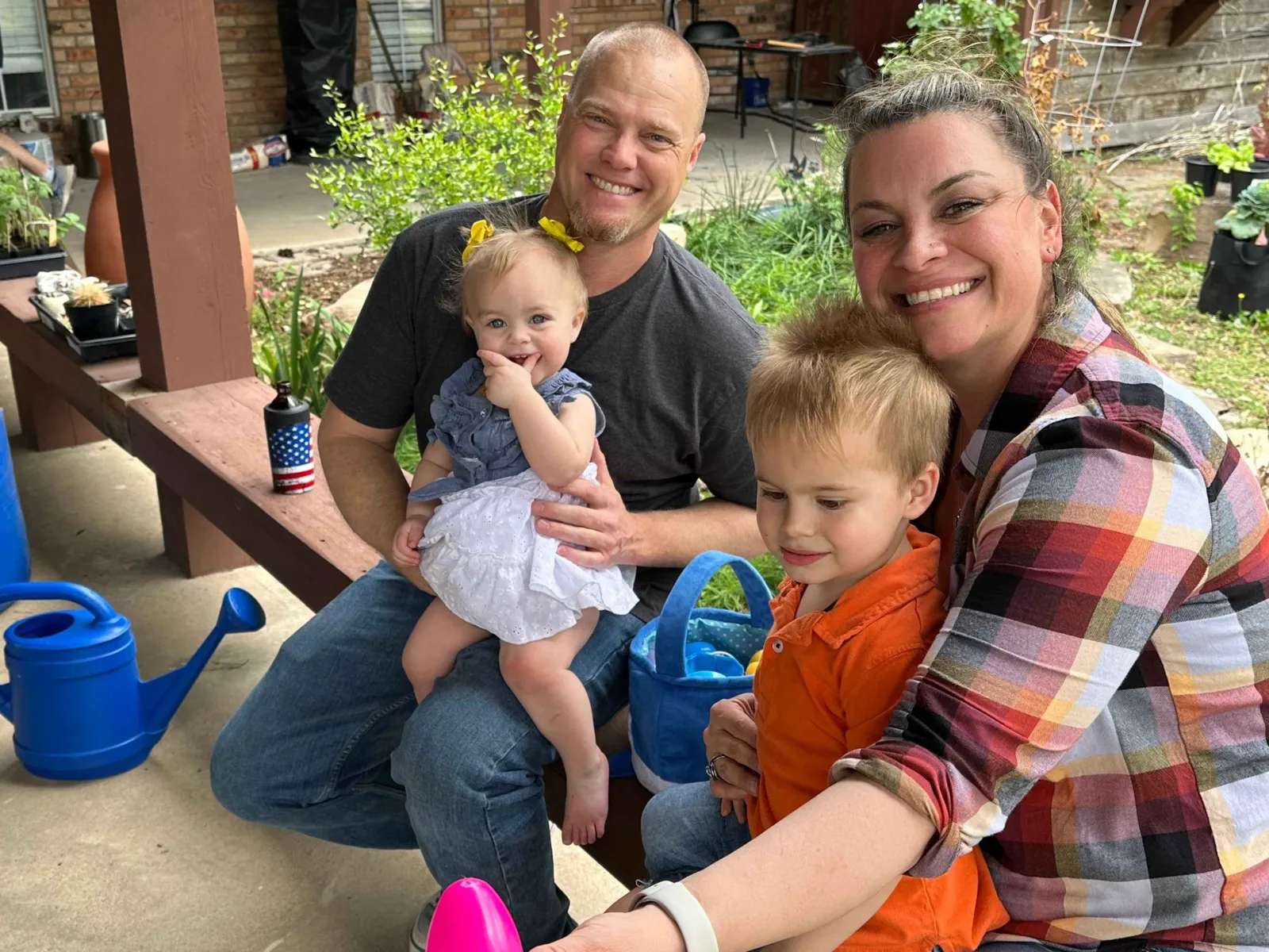 The Kick It family — Paul, Jenn and their kids — at home in Forney, TX