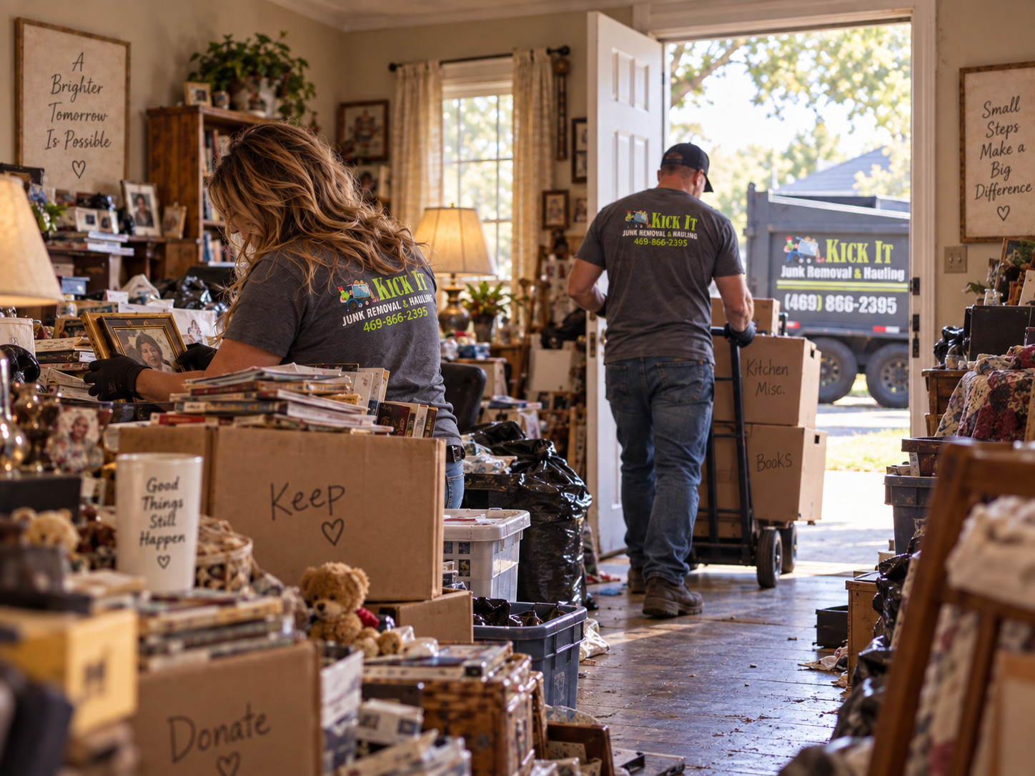Kick It team helping with a respectful hoarder cleanout