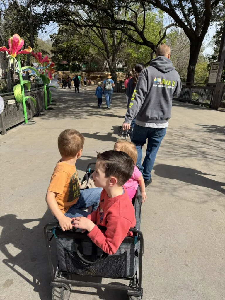 Our family walking the trails at the Dallas Zoo