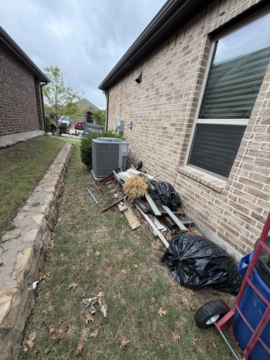 Before photo of yard debris removal posted by Kyle Hare in a Google review of Kick It Junk Removal