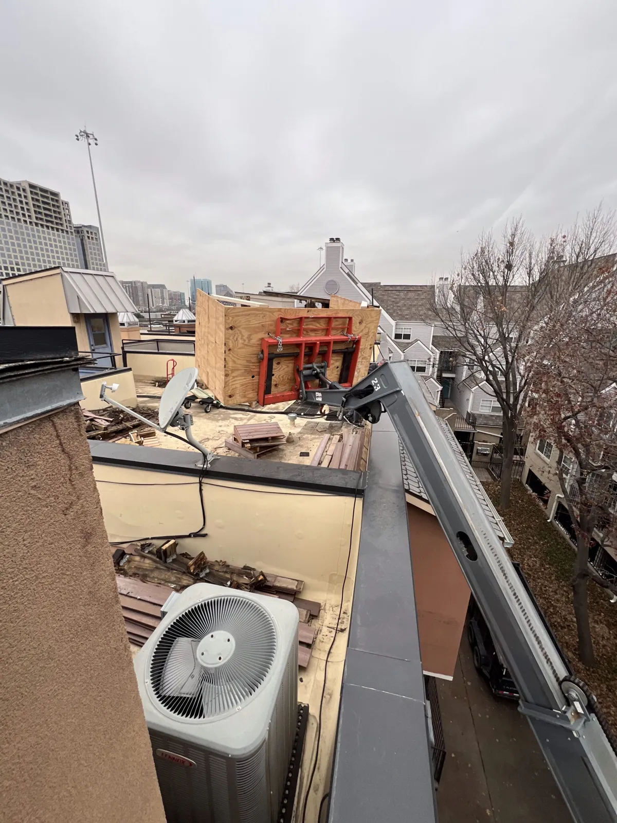 Rooftop deck demolition and structure removal in Dallas