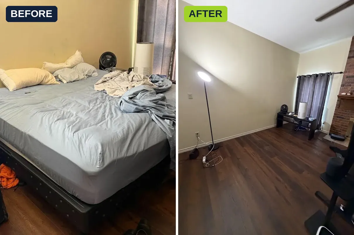Bed and mattress removal before and after in Heath