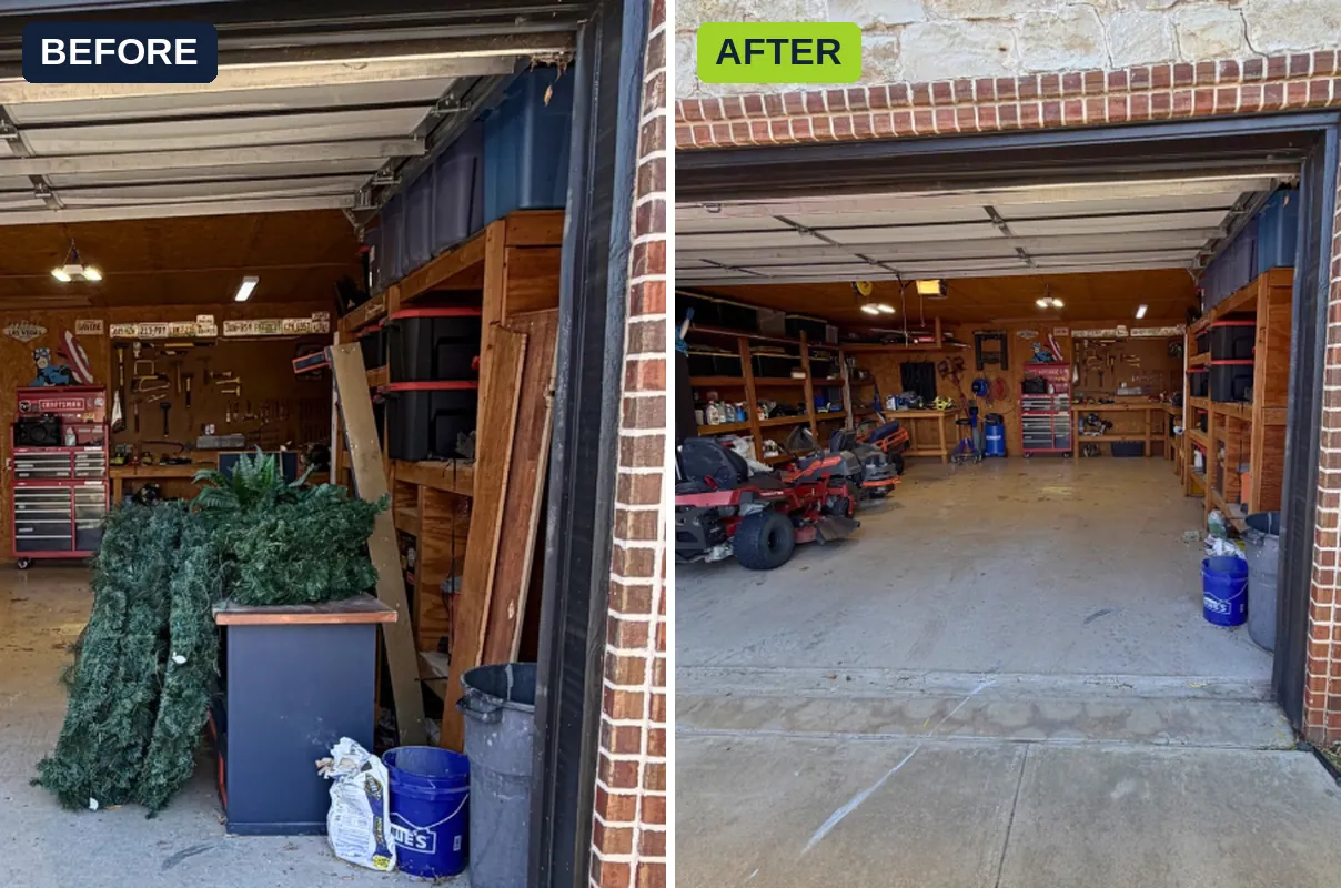 Garage cleanout before and after
