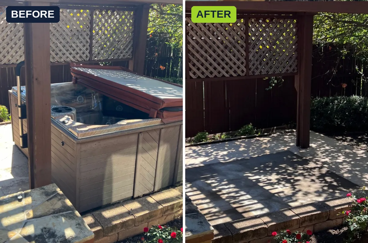 Hot tub removal before and after