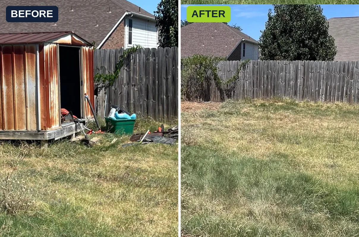 Old shed demolition before and after